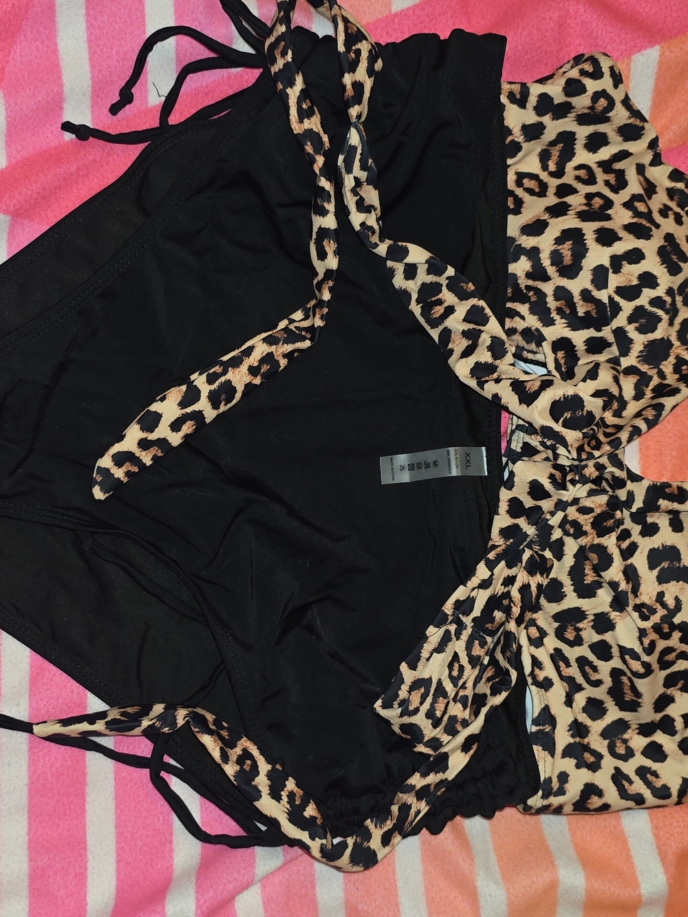 Cupshe Black & Leopard Print Women's Bikini Set Bundle 2 Bathing Suit For A Deal